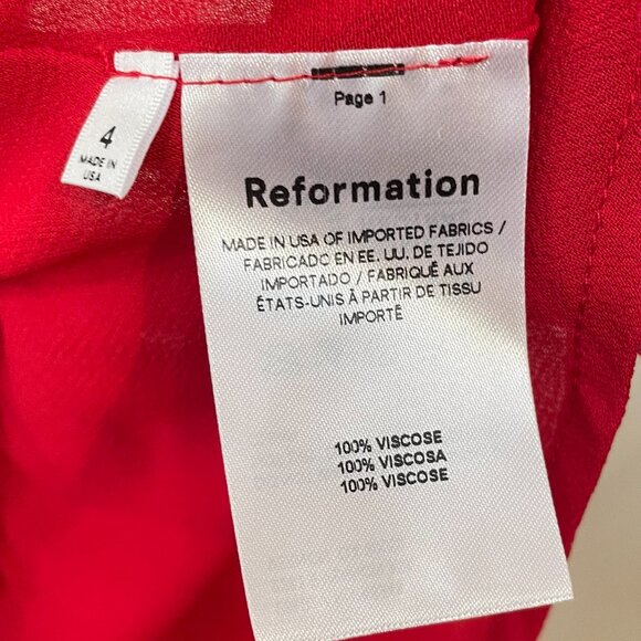 Last Chance! New Reformation Bard Floral Mini Dress in Nigella Red 4 $218 - Picture 6 of 7